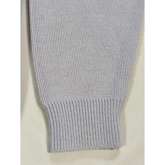 VTG Canda Made in UK Gray Stripe Knit Sweater Crewneck 100% Acrylic Men's 38 - Picture 3 of 12